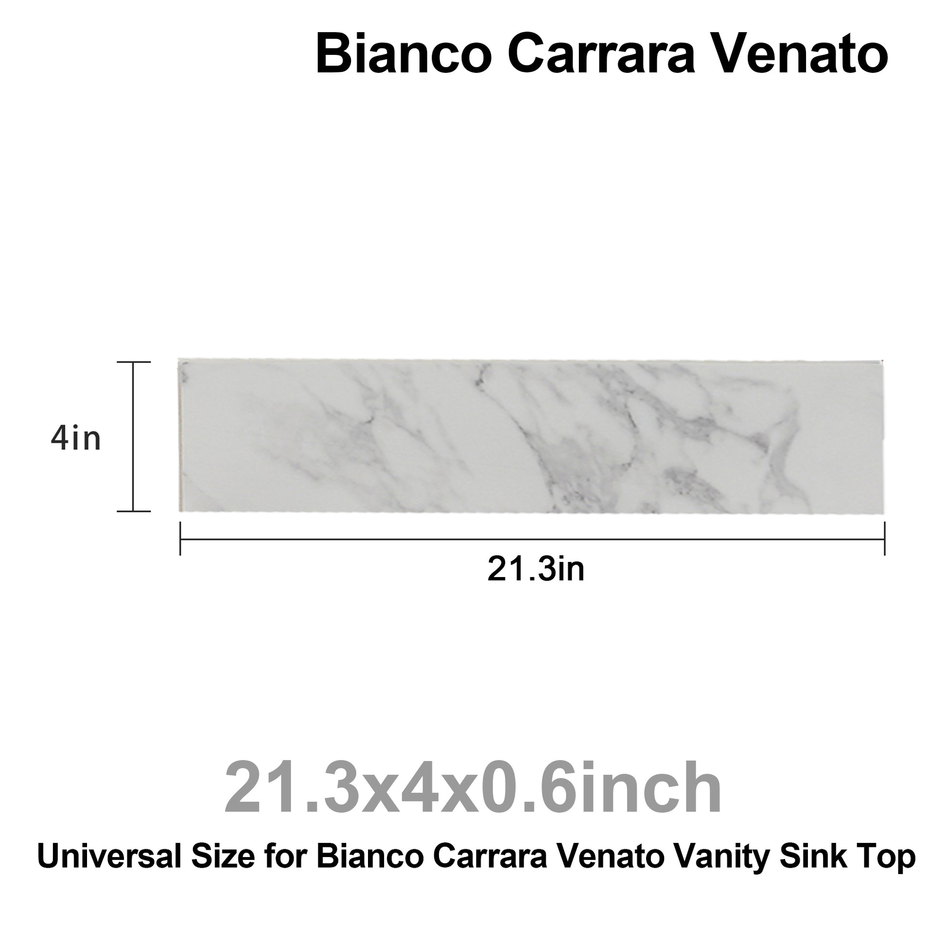 22" X 4" Bathroom Sink Side Splash, Size For Bathroom Vanity Sink Top, Engineered Marble Stone Side Splash, Bianco Carrara Wenato Color White Bathroom American Design Sintered Stone
