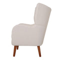 Mid Century Accent Chair, Ivory White, Modern Retro Lounge Armchair, Birch Frame, Upholstered Teddy Wool Fabric, Single Sofa Armchair For Small Spaces, Living Room, Bedroom, Reading Corner, Balcony Ivory White Espresso Primary Living Space