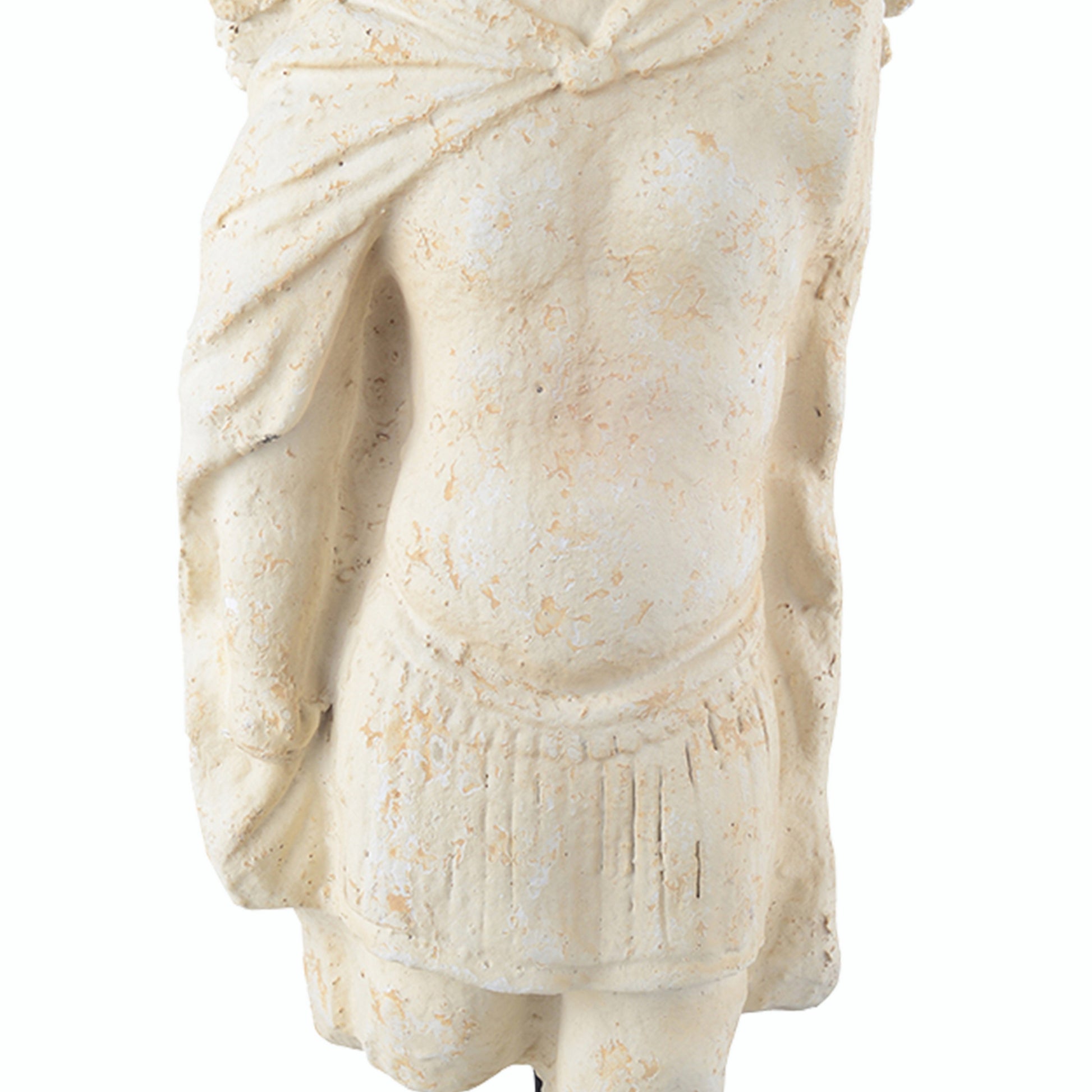Magnesia And Metal Garden Angel Bust On A Wooden Pedestal, Beige Beige Magnesium Oxide
