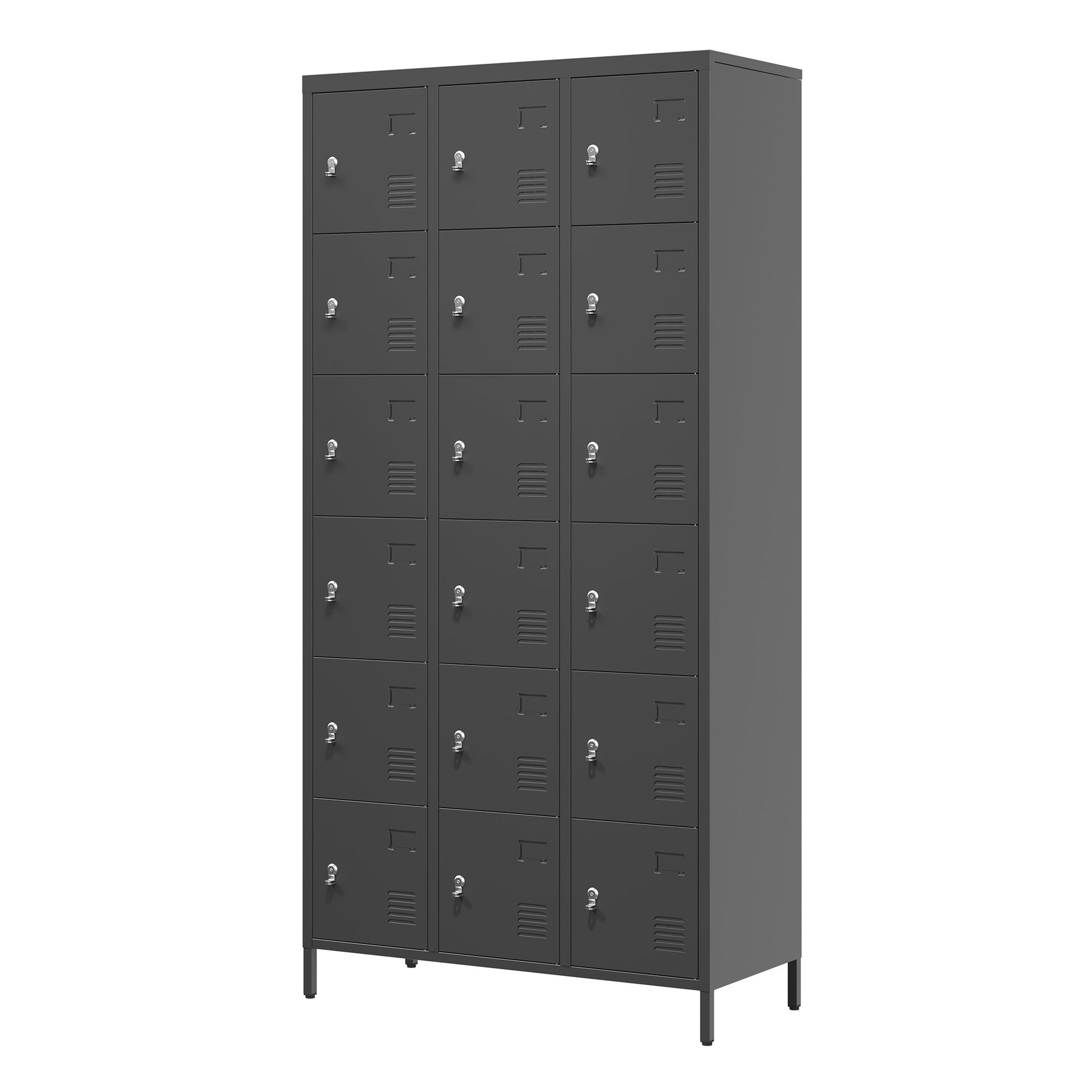 18 Door 72"H Metal Lockers With Lock For Employees,Storage Locker Cabinet For Home Gym Office School Garage,Easy Assembly,Black Freestanding 5 Or More Spaces Black Primary Living Space Door Locks