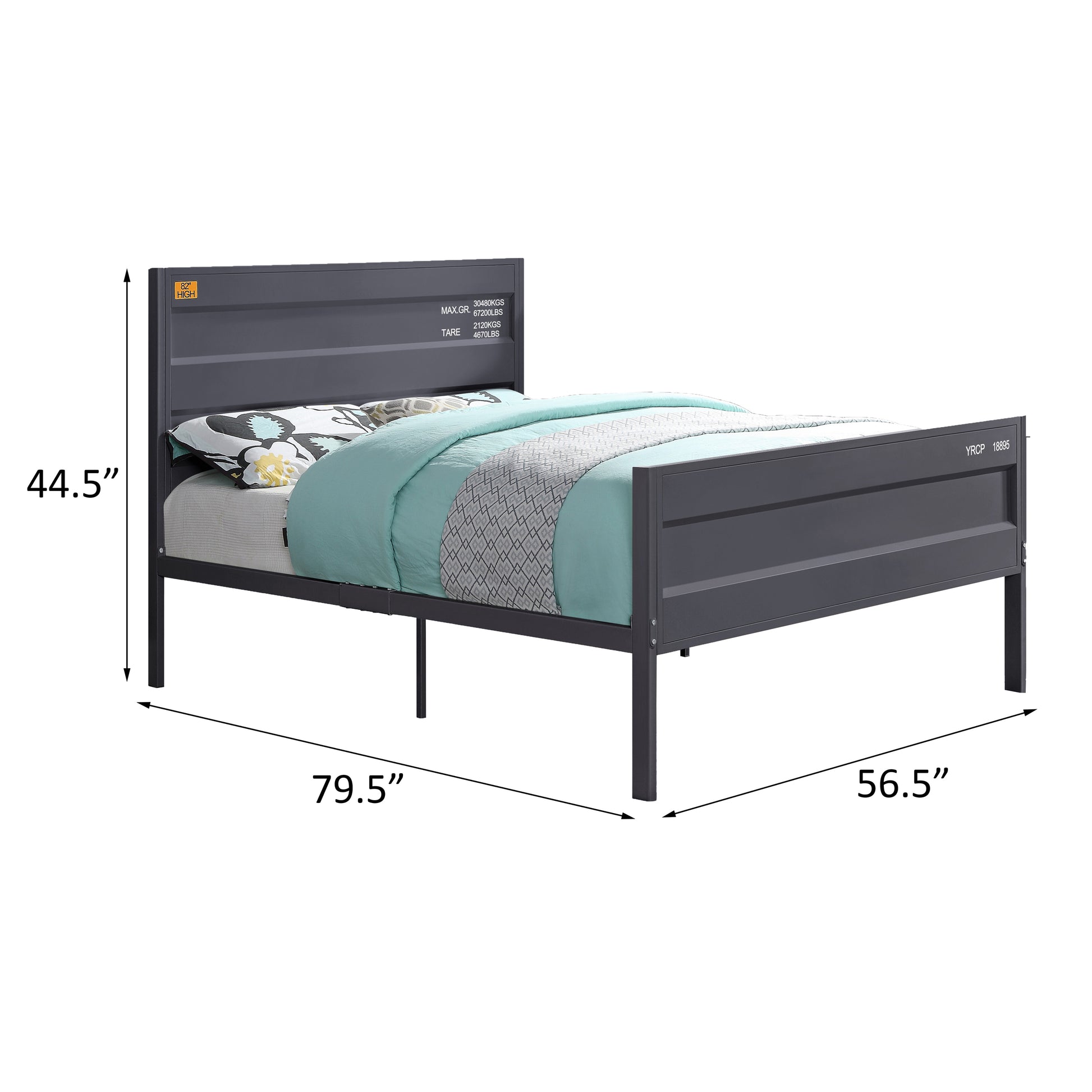 Gunmetal Full Platform Bed Box Spring Not Required Full Gunmetal Iron Bedroom Contemporary Slat Beds Metal