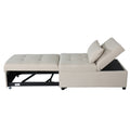 Folding Ottoman Sofa Bed Beige Beige Wood