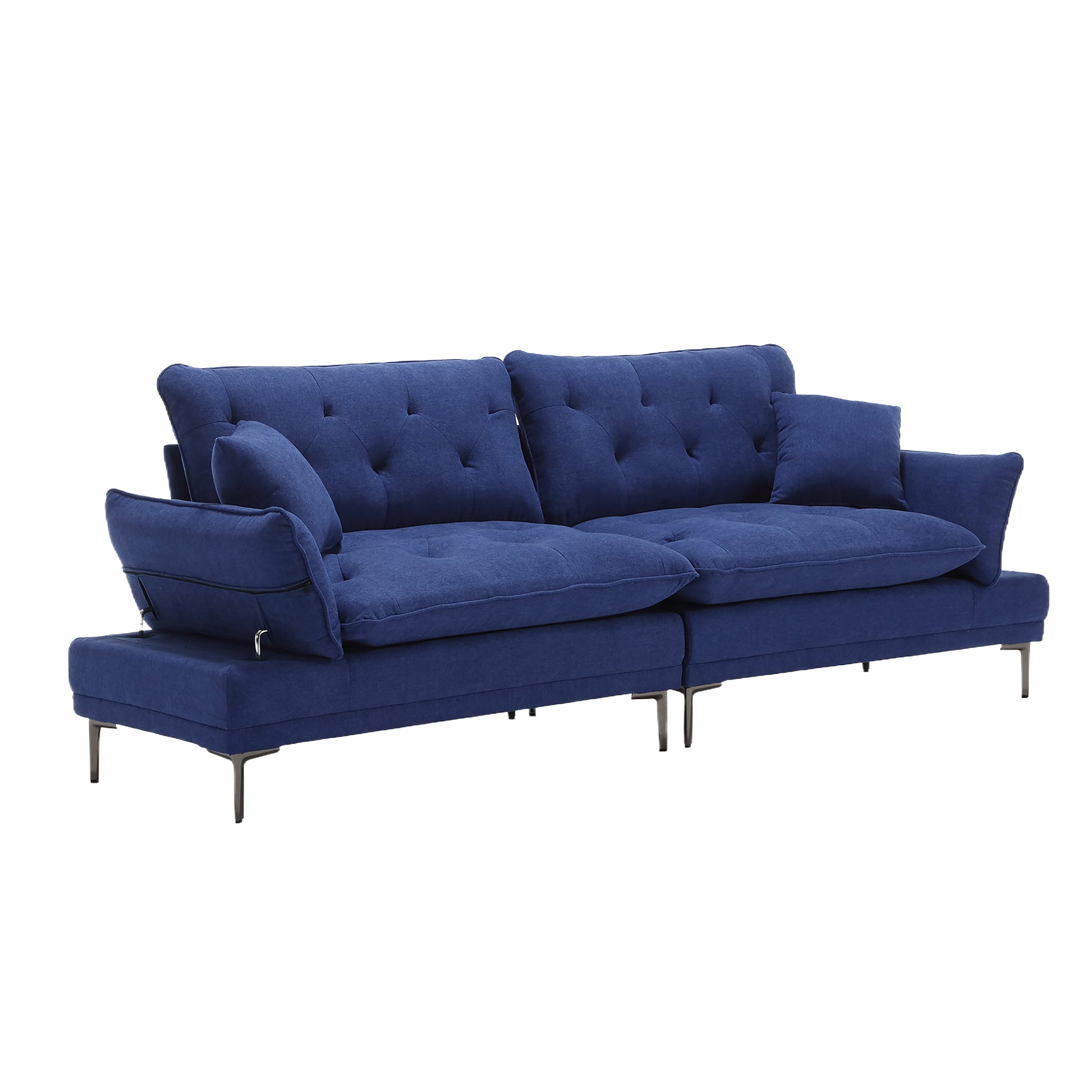 United Linen Sofaaccent Sofa Seat Sofa With Metal Feet Blue Linen 3 Seat
