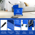 Homcom Mop Bucket With Wringer On Wheels For Floor Cleaning, 21 Quart, Separate Dirty And Clean Water, Blue Blue Plastic