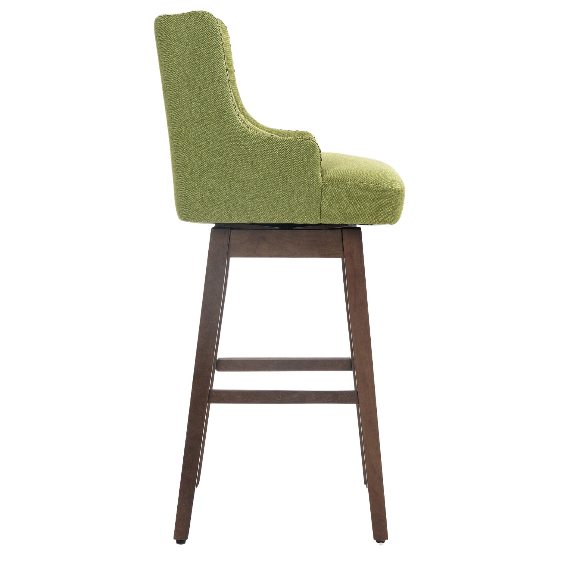 Coolmore Bar Stools Set Of 2 Counter Height Chairs With Footrest For Kitchen, Dining Room And 360 Degree Solid Wood Legs Swivel Bar Stools Set Of 2 Olive Linen Olive Foam Linen