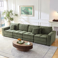 4 Seats Complimentary 2 Pillows ,Oversized Sectional Sofa,L Shaped Corner Couch With Detachable Seat & Back Cushion, Corduroy Upholstery Convertible Sleeper Sofa&Couch For Living Room Green Fabric 4 Seat