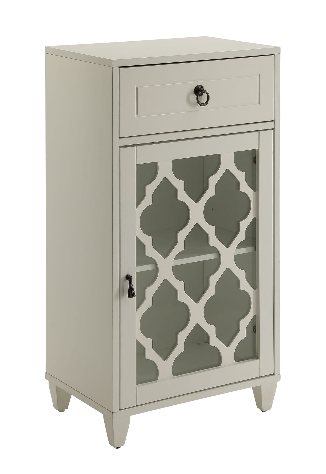 Ceara White Finish Accent Table White Glass,Synthetic Wood