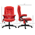 Homcom High Back Vibration Massage Office Chair With 6 Vibration Points, Heated Reclining Pu Leather Computer Chair With Armrest And Remote, Red Red Pu