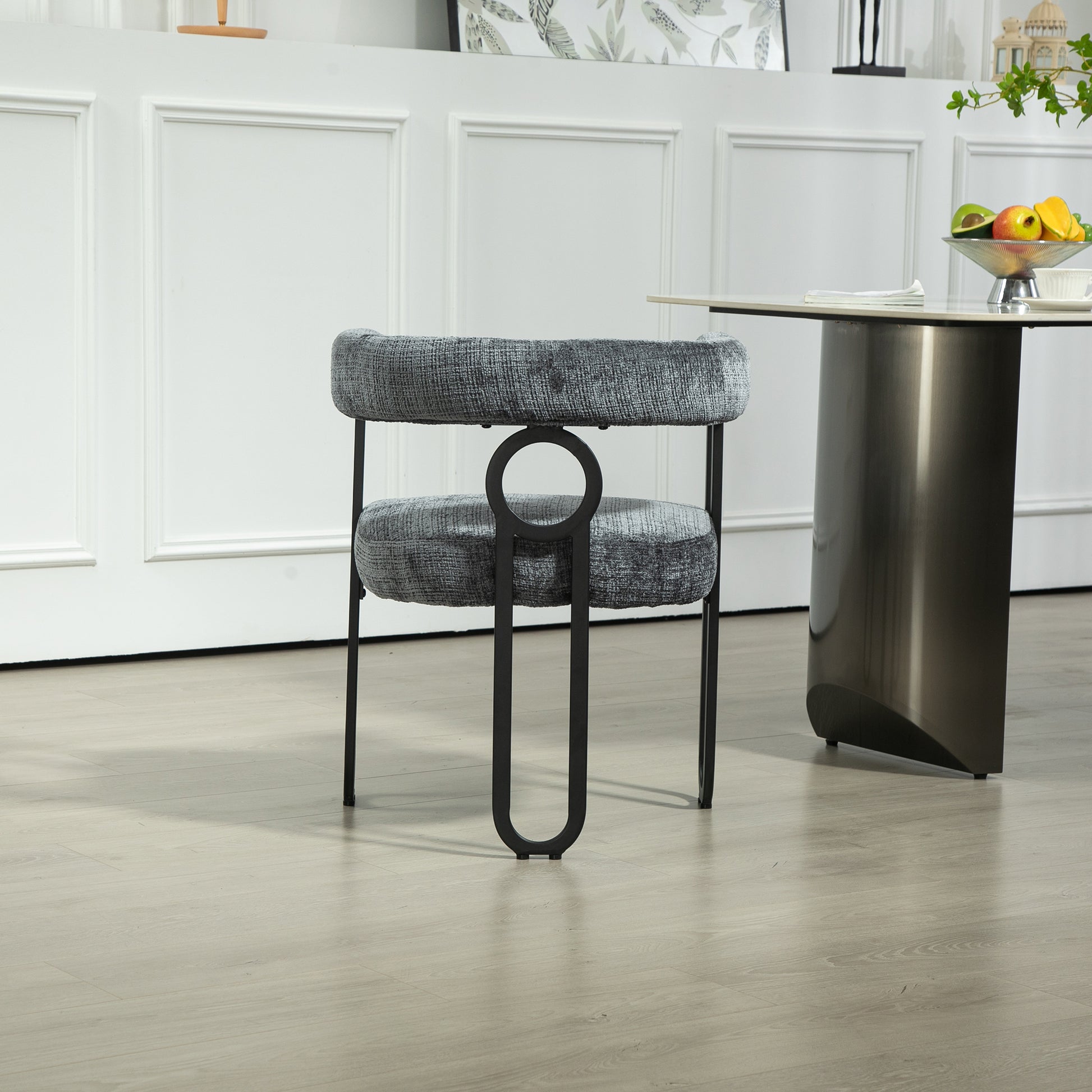 Coolmore Contemporary Designed Chenille Fabric Upholstered Accent Dining Chair Barrel Side Chairs Kitchen Armchair For Living Room Set Of 1 Gray Chenille Gray Primary Living Space Foam Chenille