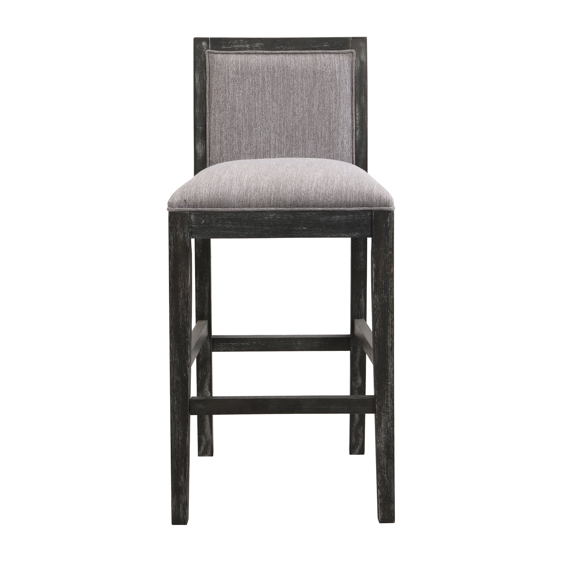 30.5 Inch Height Bar Stools Set Of 2, Rubber Wood Frame,Fabric Sponge Cushion And Upholstered Barstools, Retro Bar Chairs Suitable For Kitchen Island,Bedroom,Dining Room. Black Grey Kitchen Sponge
