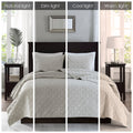 3 Piece Velvet Quilt Set Ivory King Cal King King Ivory Cotton