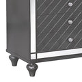 3 Drawer Wooden Nightstand With Diamond Pattern And Mirror Inlay, Gray Gray Solid Wood