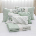 6 Piece Cotton Percale Quilt Set With Throw Pillows Aqua Full Queen Full Aqua Polyester