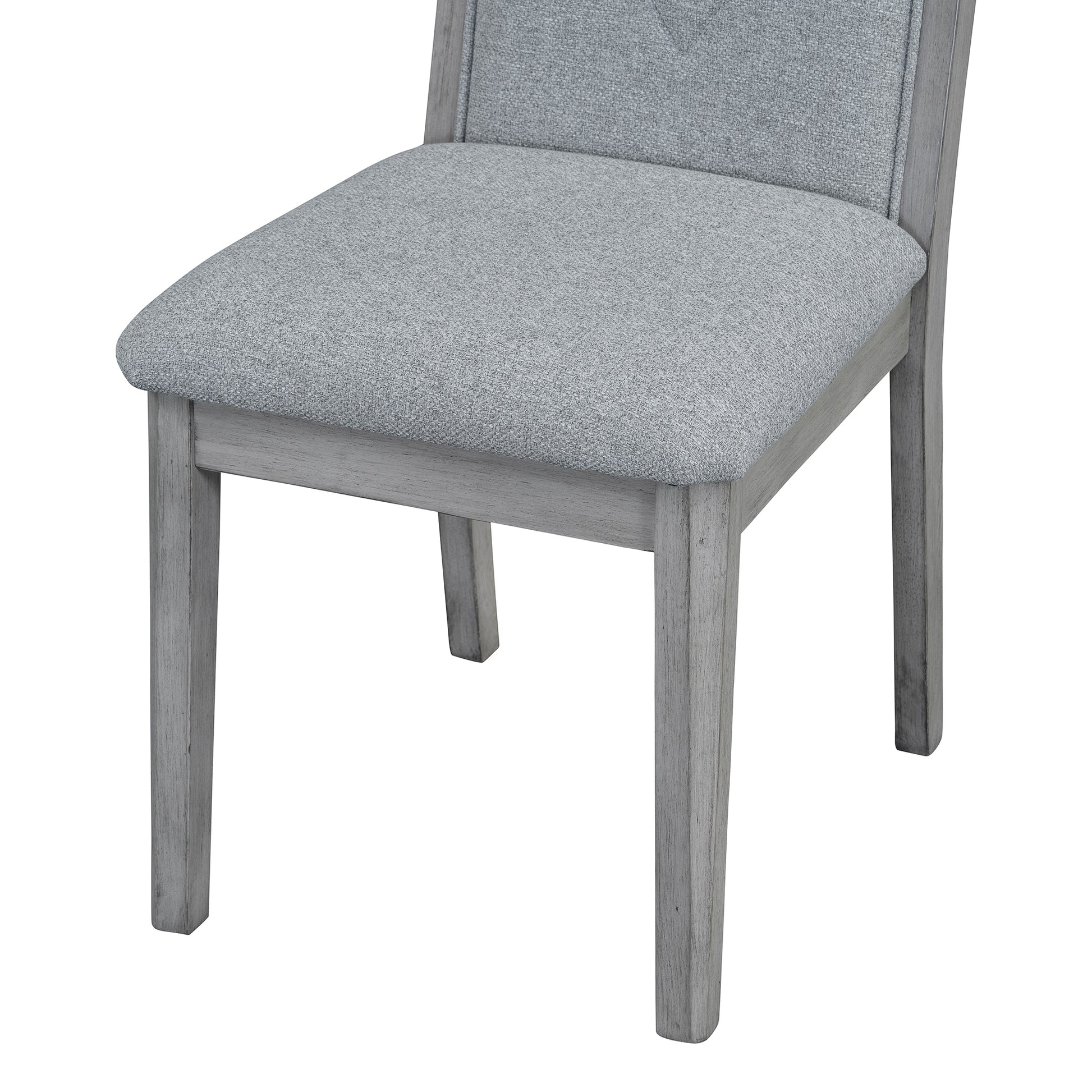 7 Piece Farmhouse Dining Set Classic Rustic Table And 6 High Back Design Chairs For Dining Room, Kitchen Brown Gray Brown Gray Solid Wood Mdf