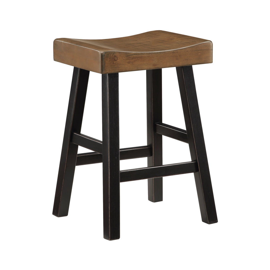Transitional Design Counter Height Stools Set Of 2Pcs, Black And Brown Finish Solid Rubberwood Furniture Black,Brown Dining Room Transitional Set Of 2 Solid Wood