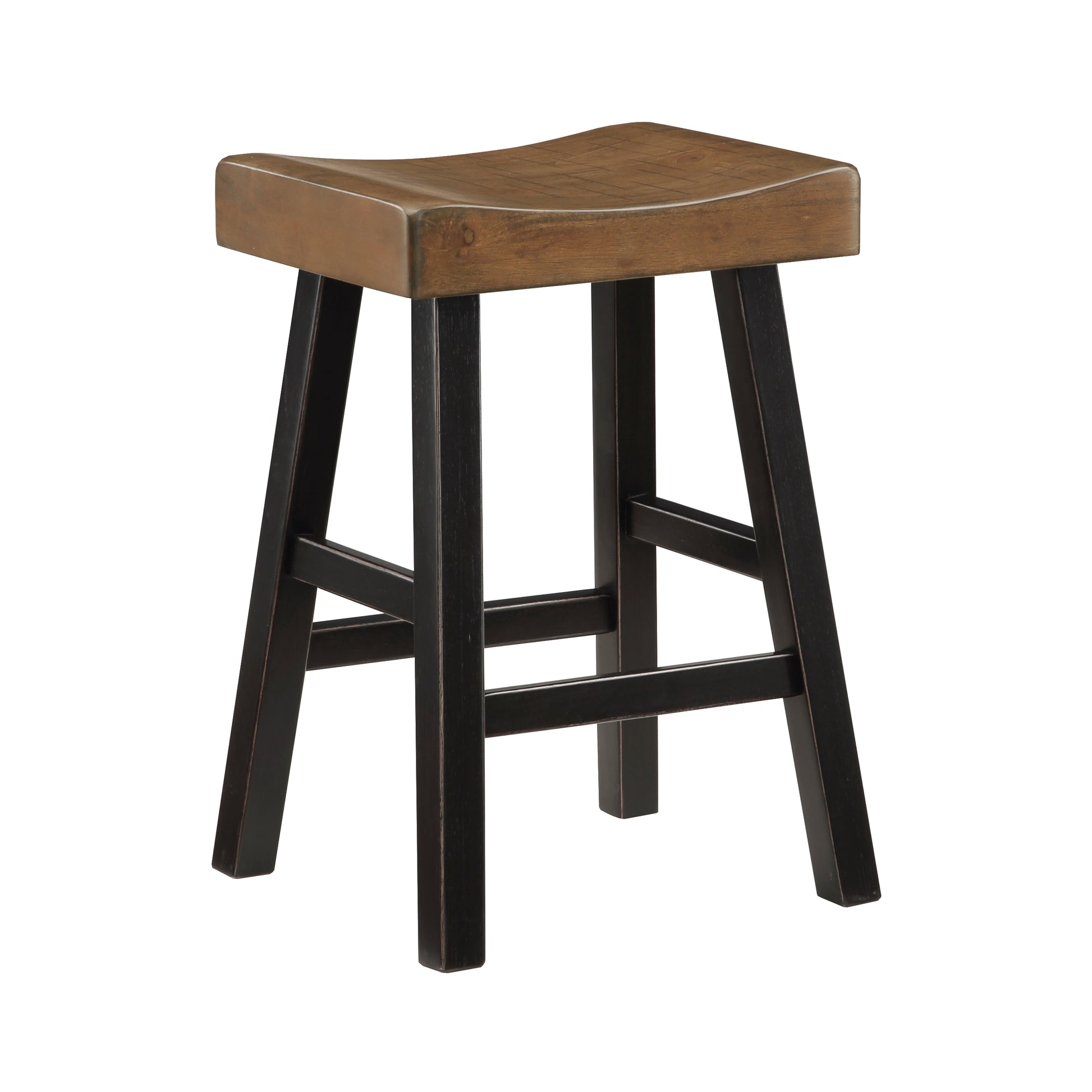 Transitional Design Counter Height Stools Set Of 2Pcs, Black And Brown Finish Solid Rubberwood Furniture Black,Brown Dining Room Transitional Set Of 2 Solid Wood