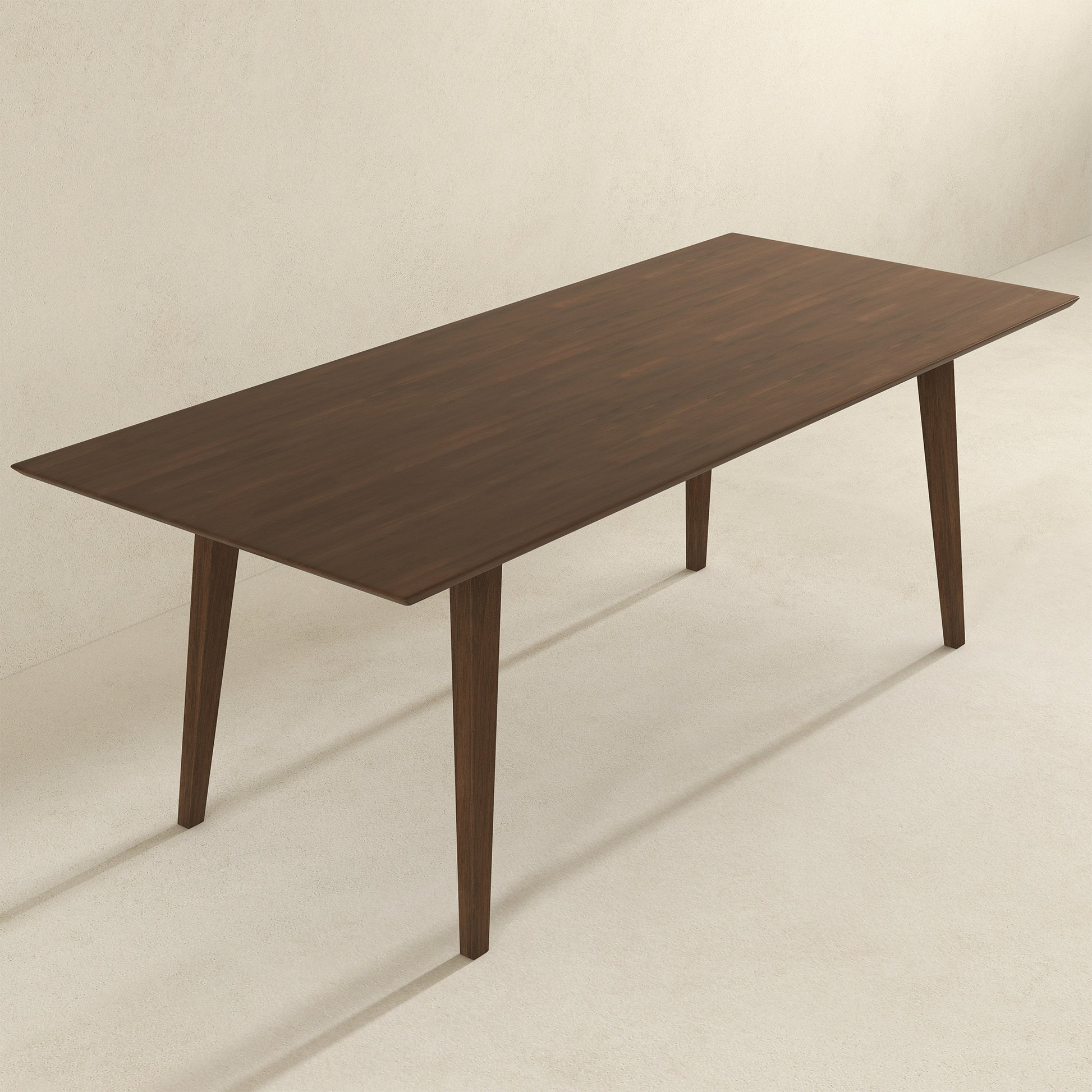 Levi Modern Style Solid Wood Rectangular Dining Kitchen Table 86" Brown Seats 4 Brown Dining Room Mid Century Modern Walnut Rectangular Solid Wood