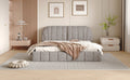 Queen Size Upholstered Platform Bed With Thick Fabric, Polyester, Gray Queen Gray Polyester