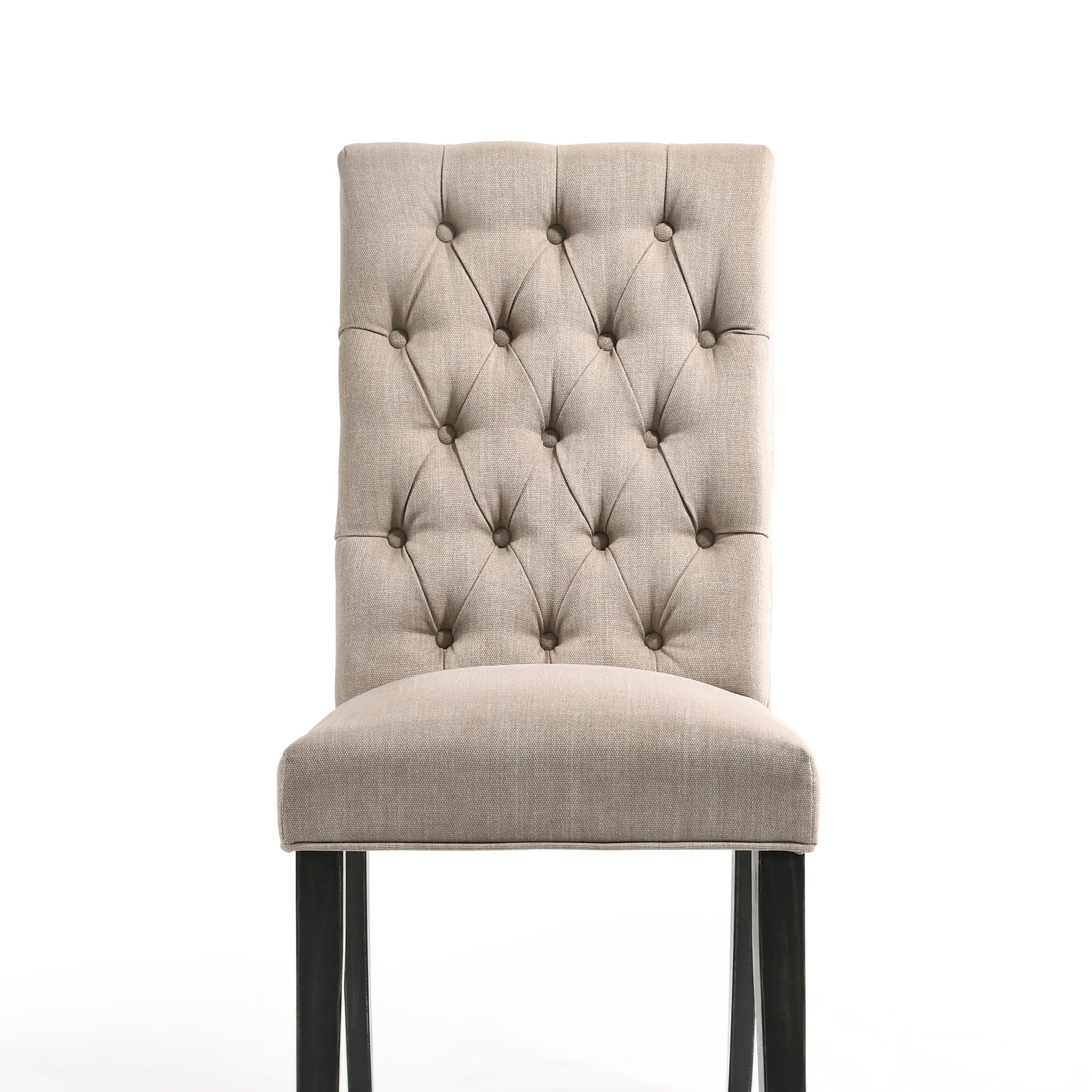 Morland Tan Linen & Vintage Black Finish Side Chair Set Of 2 Black Vintage,Tan Linen,Synthetic Wood