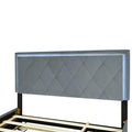 Queen Size Velvet Storage Platform Bed, With 2 Big Drawers, Twin Xl Size Trundle And Led Light, Gray Gray Velvet