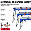 Miter Saw Stand, 5 In 1 Portable Workbench, Quick Folding Work Table With Detachable Miter Saw Stand & Height Adjustable Legs, Scaffold Dolly Creeper Platform For Woodworking, Repair, Masonry Blue