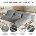 L Shaped Modular Sectional Sofa With Removable Back Cushions,3 Pillows And 2 Storage Spaces,Suitable For Living Rooms,Offices And Apartments Gray Polyester 3 Seat