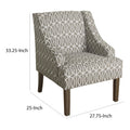 Fabric Upholstered Wooden Accent Chair With Trellis Pattern Design, Gray, White And Brown Grey Brown Wood Fabric