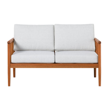 Contemporary Cushioned Eucalyptus Wood Patio Loveseat Brown Brown Eucalyptus Eucalyptus