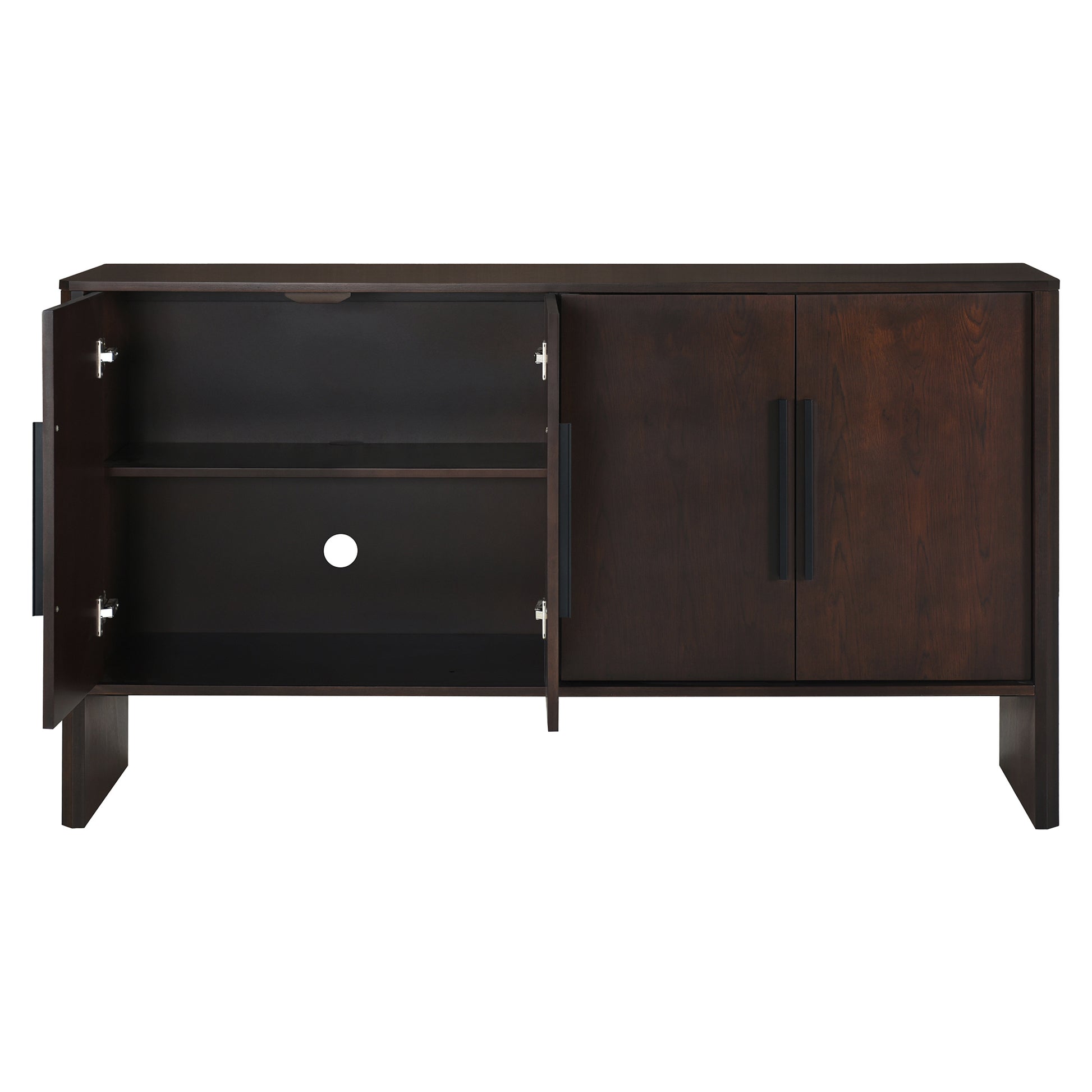 4 Door Large Storage Retro Sideboard With Adjustable Shelves And Long Handles For Kitchen, Dining Room And Living Room Espresso Espresso Mdf