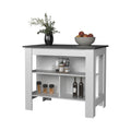 Aztec Kitchen Island In Melamine With Open Storage, Grey White Grey White Kitchen Modern Rectangular Pine Particle Board Melamine Medium 40 55In