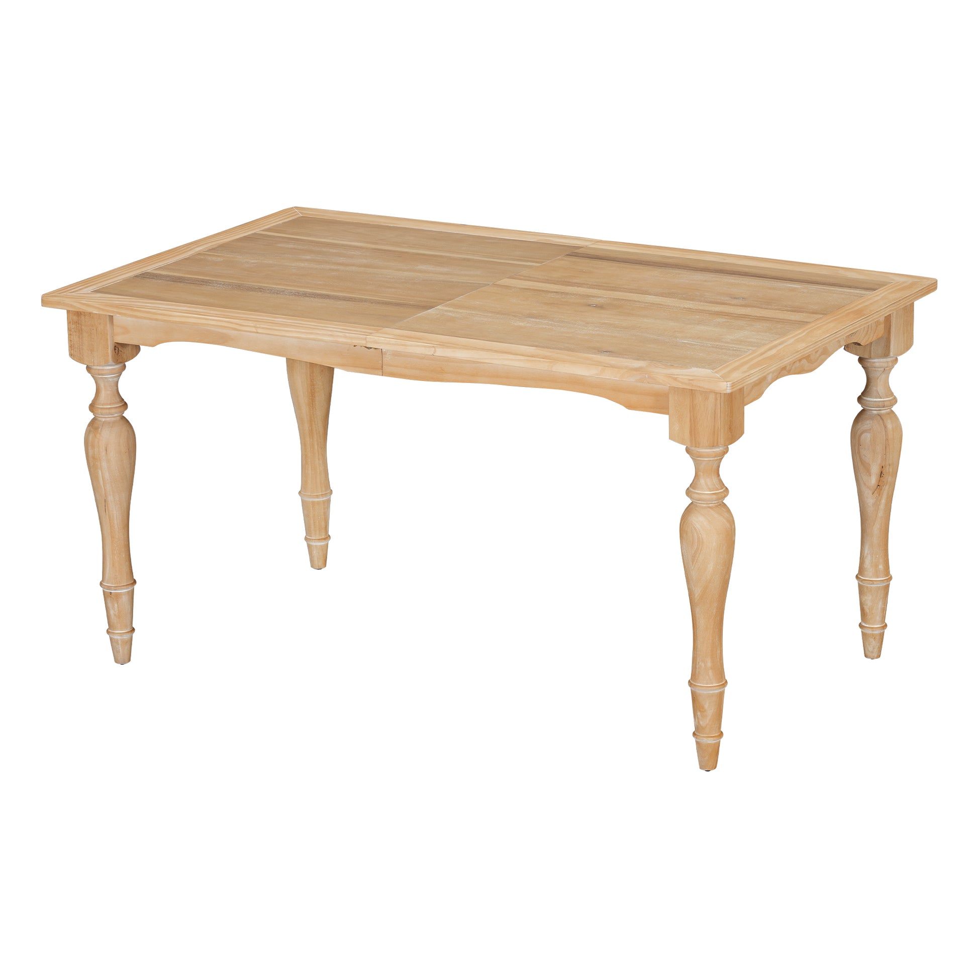 Vintage Traditional 82.7Inch Extendable Dining Table With 23.6Inch Removable Leaf, Natural Natural Seats 8 Dining Room Traditional Rubberwood Rectangular Rubber Wood