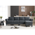 Arrived Convertible Sectional Sofa With Storage,L Shaped Sofa,Four Seater Sofa,Modern Linen Fabric Sectional Couches For Living Room,Gray Gray Polyester Wood Primary Living Space Medium Soft Cushion Back Modern Rolled Arms Wood 4 Seat