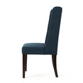 Dining Chair Navy Blue Wood Fabric
