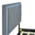 Full Size Velvet Storage Platform Bed, With 2 Big Drawers, T Size Trundle And Led Light, Gray Gray Velvet