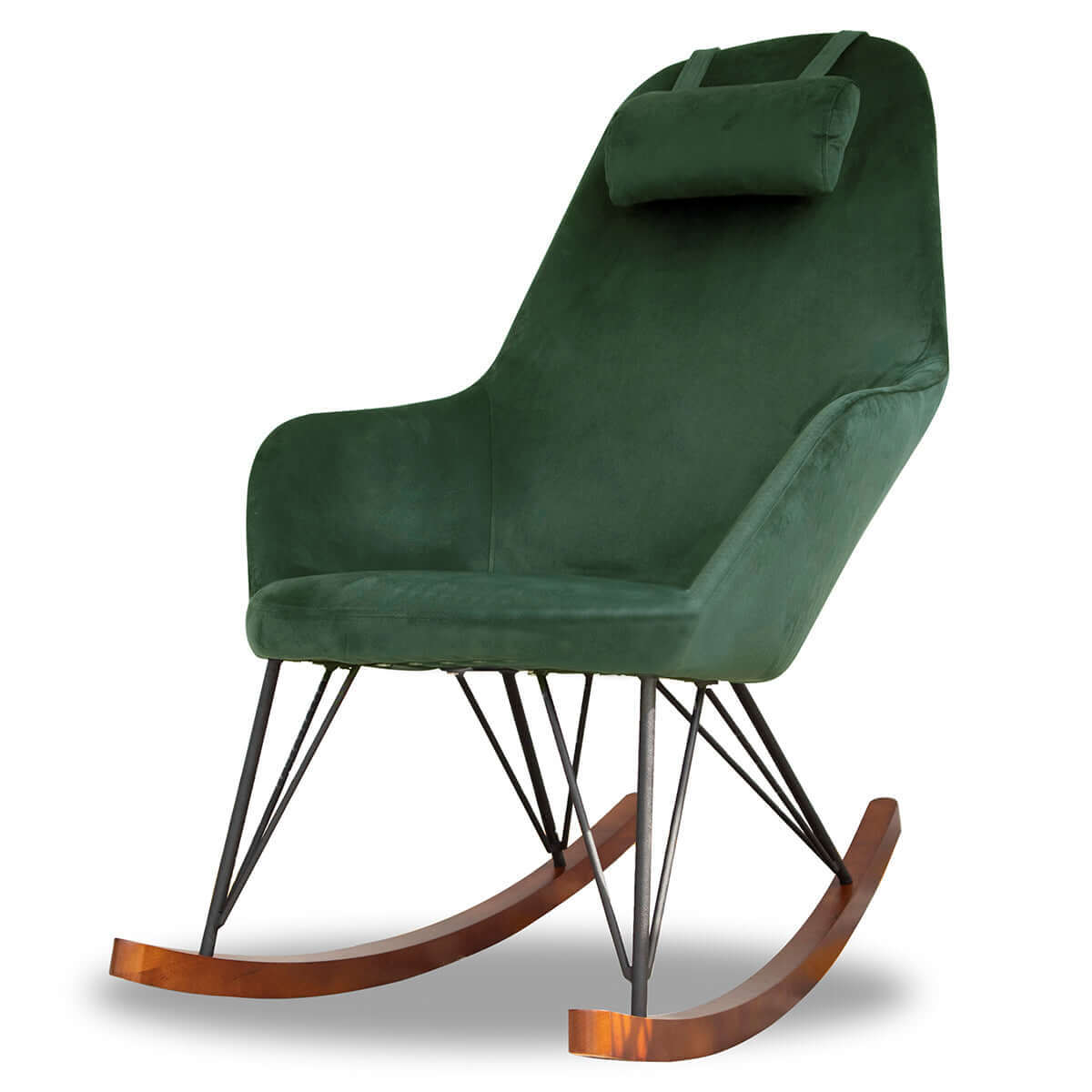 Chloe Mid Century Modern Rocker Livingroom And Bedroom Chair Green Velvet