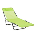 Outsunny Folding Chaise Lounge Chair, Pool Sun Tanning Chair, Outdoor Lounge Chair With Reclining Back,Mesh Seat, Headrest For Beach, Yard, Patio, Green Green Steel