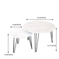 27.56'' Round Nesting Coffee Table Set Of 2, Circular Nesting End Table Set, Round Marble Tabletop, And Sturdy Metal Base For Living Room, Bedroom, White White Round Wood Metal