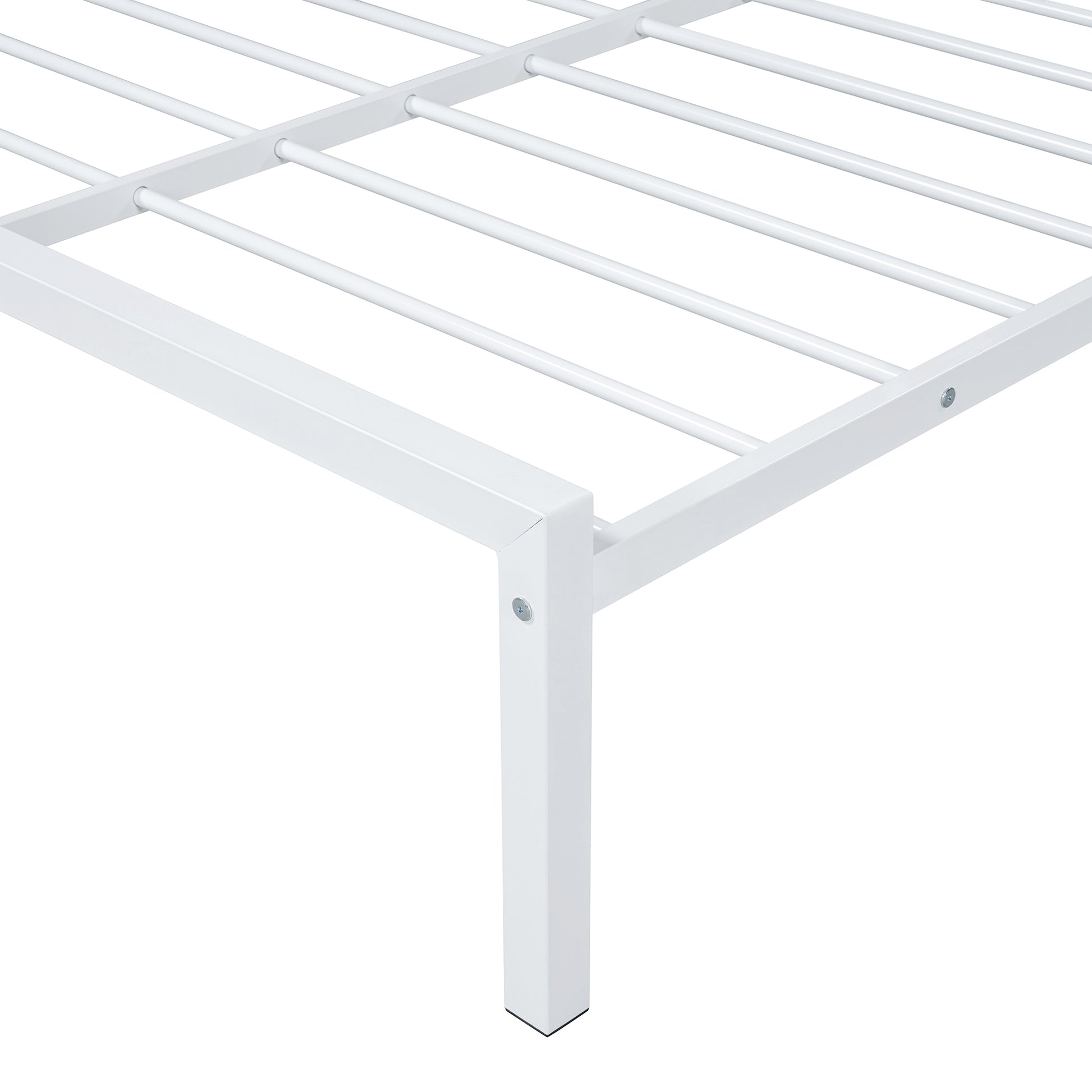 Twin Size Metal Platform Bed With Twin Size Trundle,House Shaped Headboard Design, White Twin White Metal