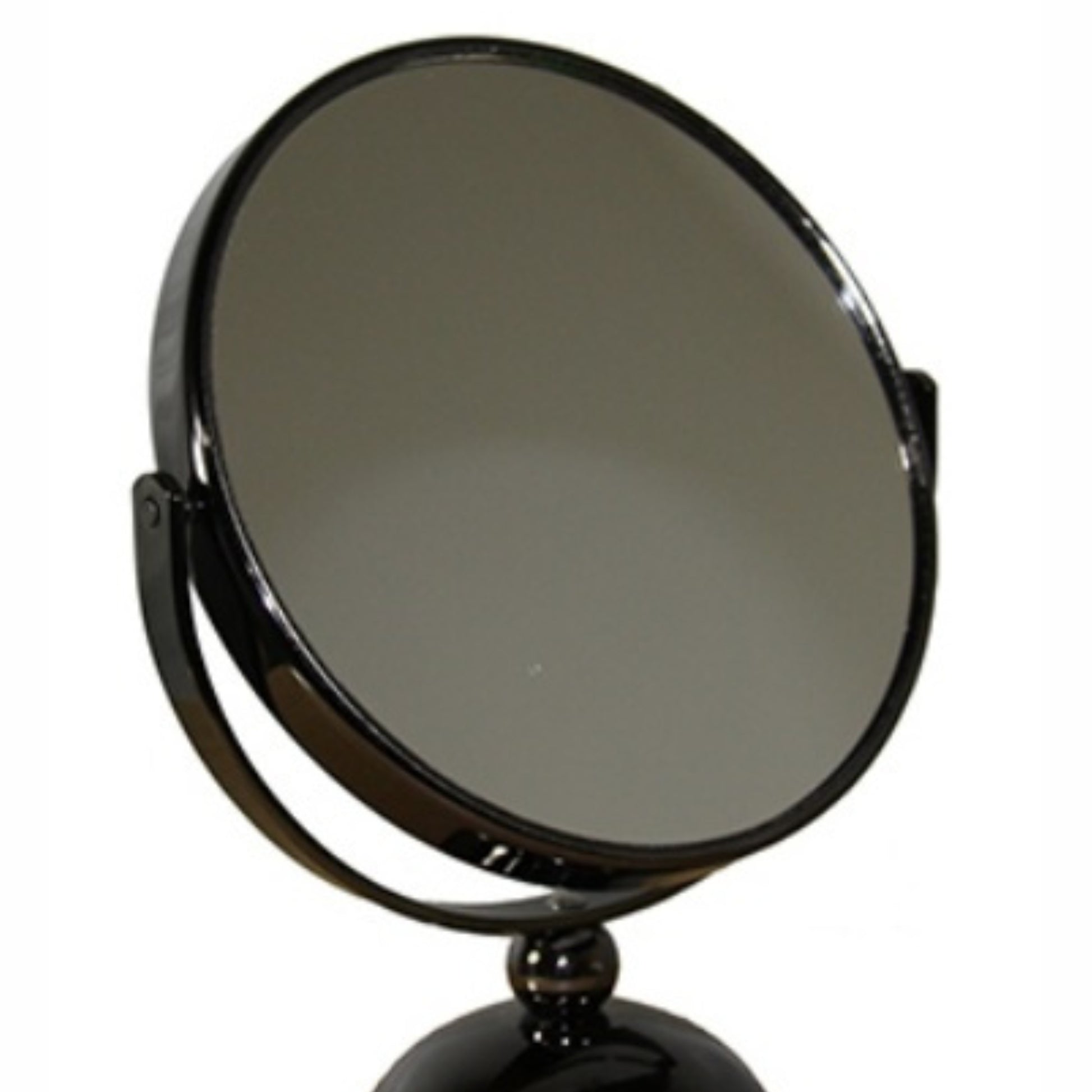 5.5" Diameter Chrome Make Up Mirror, X7 Magnification, Black Finish Gunmetal Metal