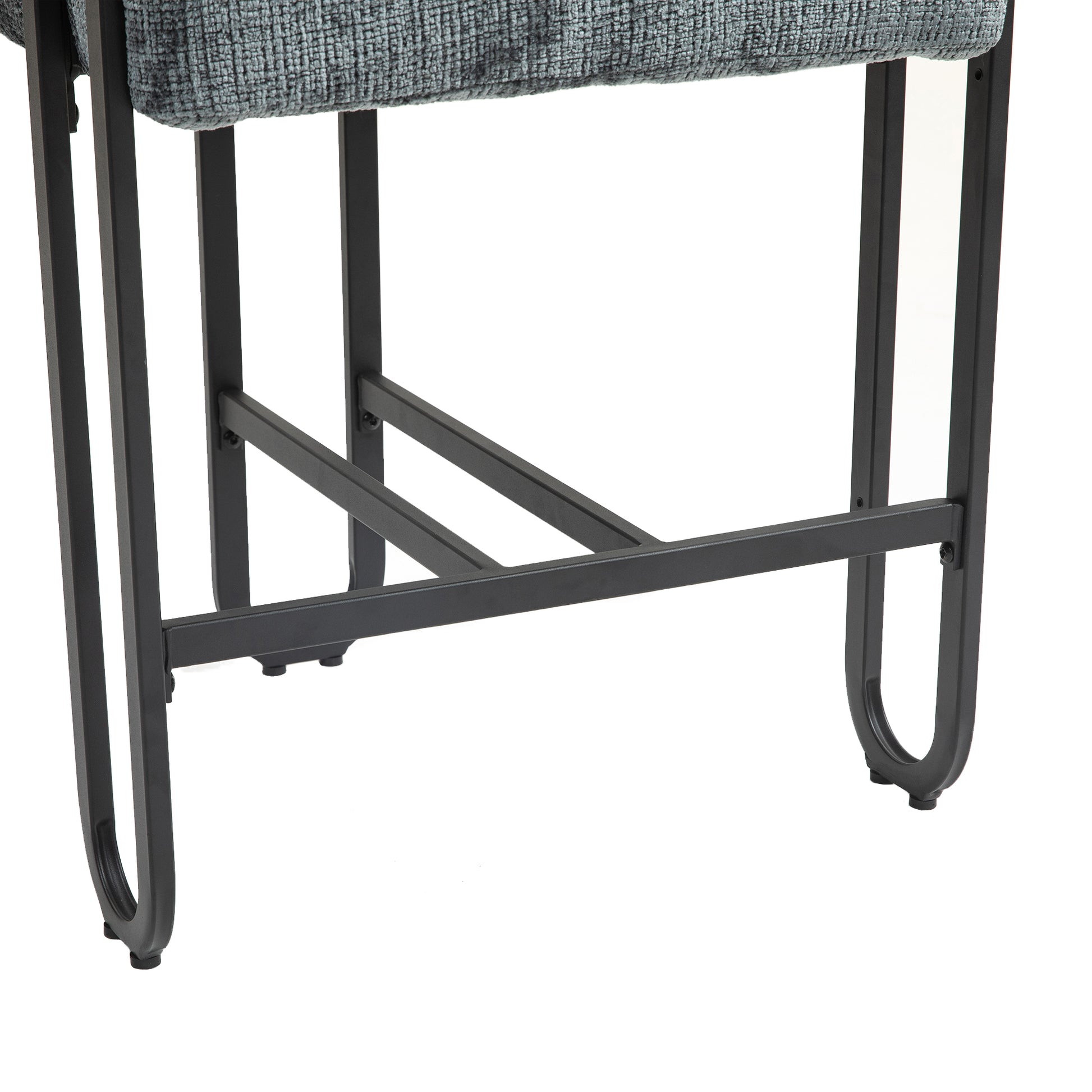 Coolmore Bar Stools Set Of 2, Modern Bar Stool With Back, Black Metal Frames, Upholstered Bar Stools For Kitchen Island, Pub, Club Gray Chenille Gray Dining Room Foam Chenille