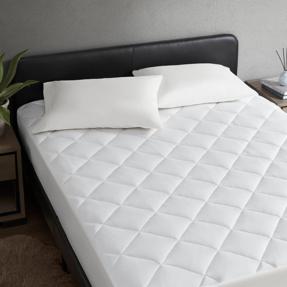 Overfilled Deep Pocket Mattress Pad White King White Nylon King