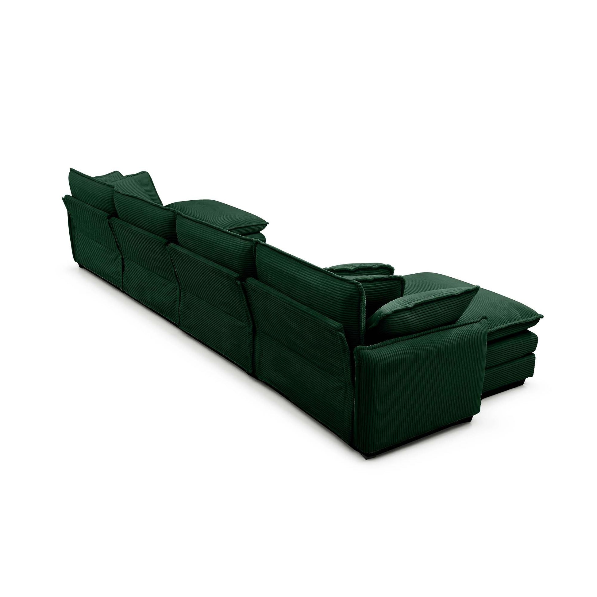 Over Size U Shape Corduroy Sofamodern Upholstered 4 Seater Sofa With 2 Ottomans, Premium Soft Corduroy Fabric Sofa Green Corduroy 4 Seat