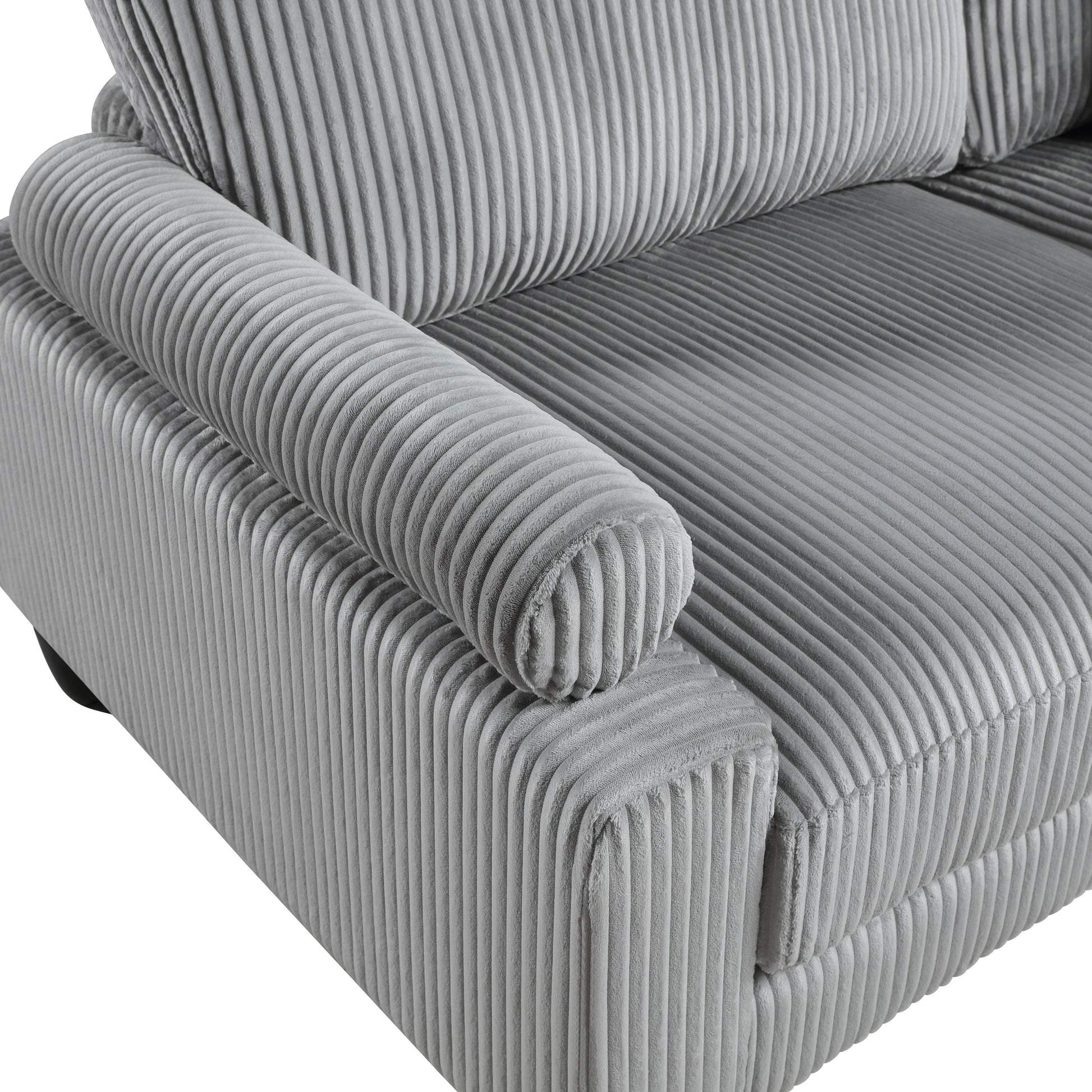 6Pc Modular Sectional Set Gray Corduroy Upholstery 3X Armless Chairs 3X Corner Seats Soft Pillows Living Room Furniture Gray Corduroy Wood Primary Living Space Contemporary,Modern Modular