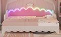 Twin Extending Daybed With Led Lights, Modern Upholstered Princess Daybed With Crown Headboard,White Twin White Wood