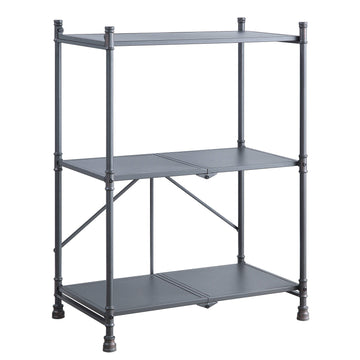 Sandy Black And Dark Bronze Hand Brushed 3 Tier Console Table Black Grey Primary Living Space Industrial,Rustic Shelves Rectangular Metal