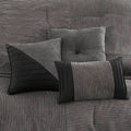 7 Piece Micro Corduroy Comforter Set Grey Cal King Grey Polyester