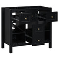 36'' Bathroom Vanity Without Sink, Solid Wood Frame Bathroom Storage Cabinet, Freestanding Vanity With 5 Drawers& Soft Closing Doors Not Include Basin Sink Black Bathroom Solid Wood Mdf