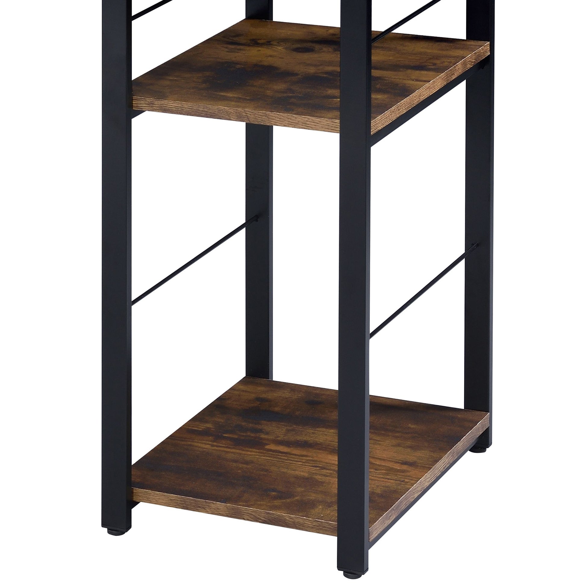 Vadna Weathered Oak & Black Finish Writing Desk Black,Oak Metal,Synthetic Wood