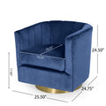 Swivel Arm Chair Blue Velvet