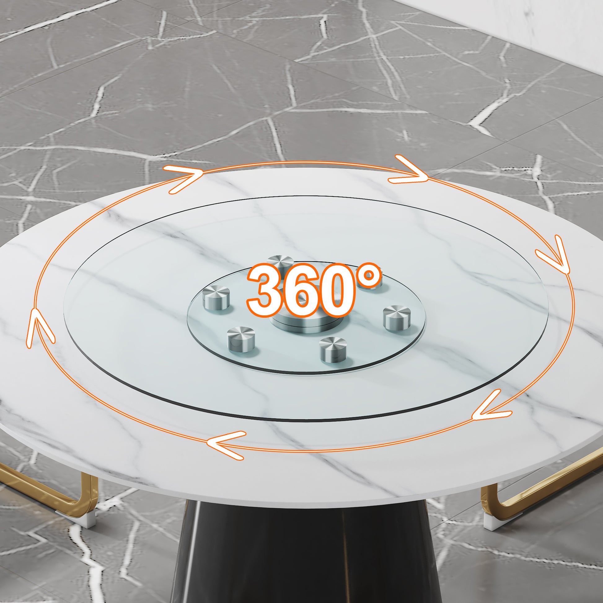 Double Layer Rotatable Round Glass.The Rotatable Design Makes It More Convenient To Retrieve And Place Items.The Upper Glass Has A Diameter Of 30.3 Inches, While The Lower Glass15 Inches. Transparent Glass